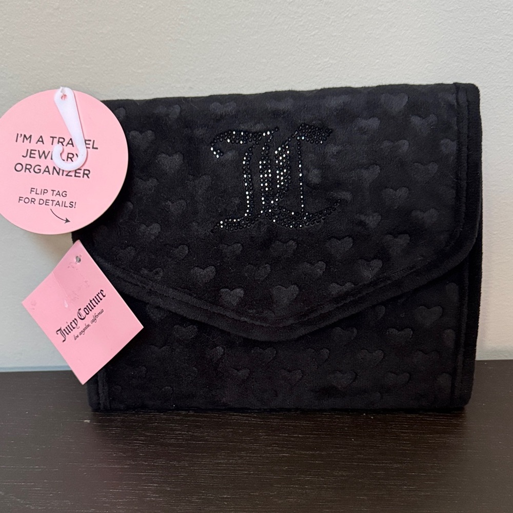 Juicy Couture Black Heart Pattern Jewelry Case